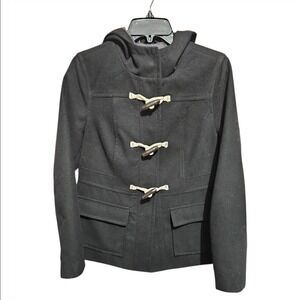 Old Navy Women's Black Toggle Hooded Coat Jacket Medium‎ Duffle Dark Academia